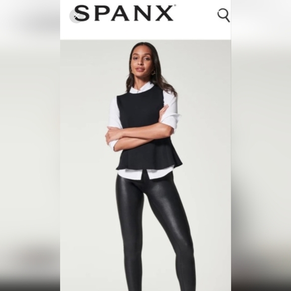 Spanx NWOT  faux ‘leather’  shiny stretch leggings, XL fit M/L - Picture 6 of 15